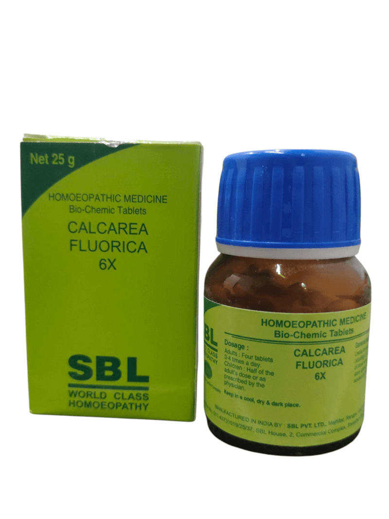 SBL Calcarea Fluorica 6x Biochemic Tablets 25g for bone health and joint support
