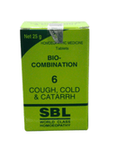 SBL Bio-Combination 6 Homeopathic Medicine for cough, cold, and catarrh in 25g packaging