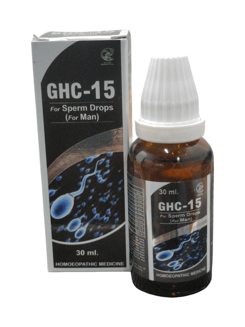 GHC-15 For Sperm Drops 30ml homeopathic medicine for male reproductive health and vitality.