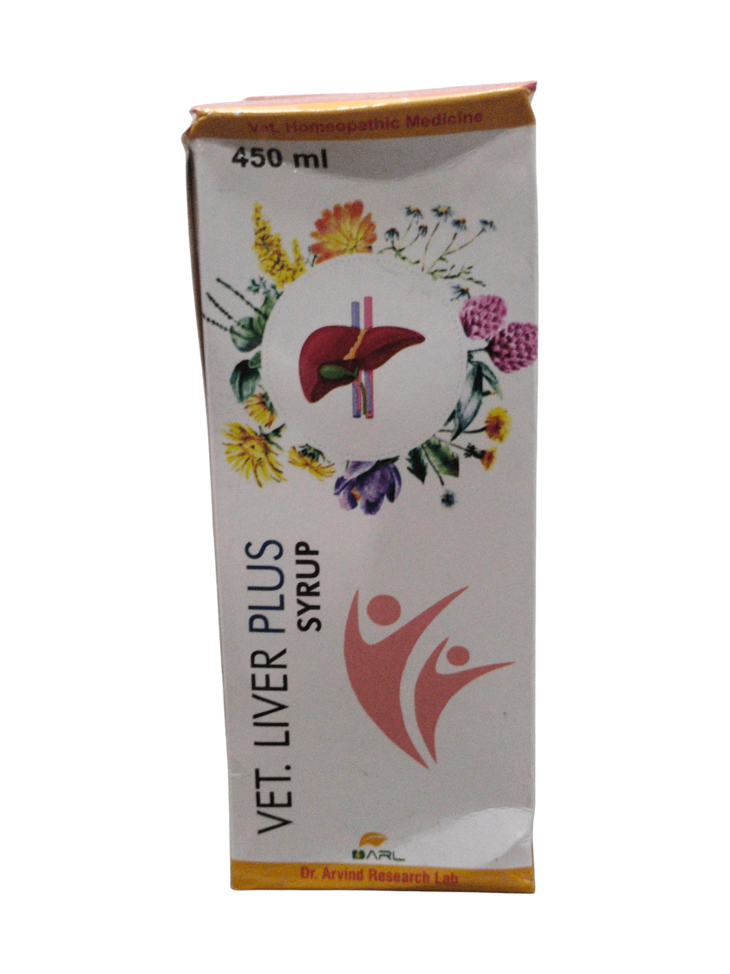 Vet Liver Plus Syrup 450ml packaging for animal liver support by ADRL Pharma.