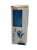 VET ZYME PLUS SYRUP 450ml packaging, homeopathic digestive and appetite stimulant for animals, ADRL.