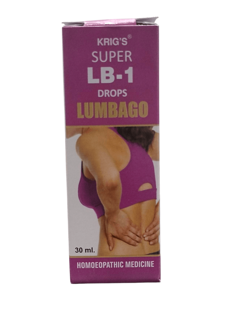 LB-1 Drops for Lumbago, 30ml homeopathic medicine for lower back pain relief.
