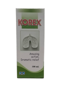 Kent Korex Cough Syrup 100ML packaging highlighting amazing action for dramatic relief from coughs.