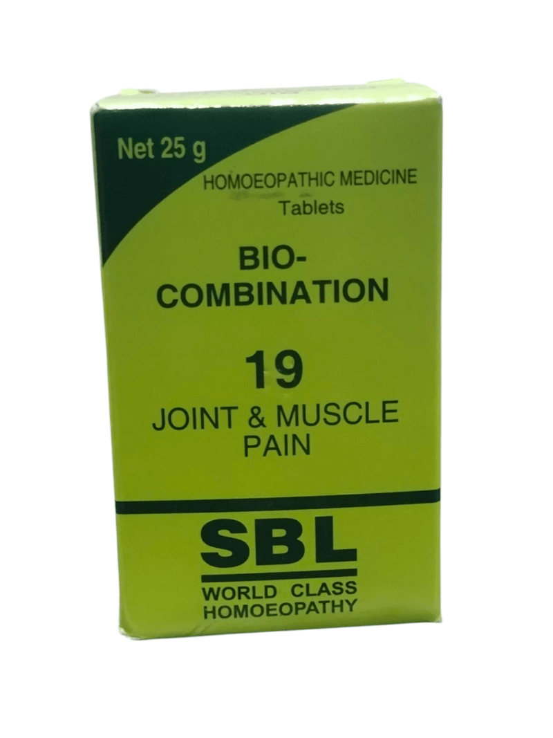 SBL Bio-Combination 19 homeopathic medicine for joint and muscle pain, 25g packaging.