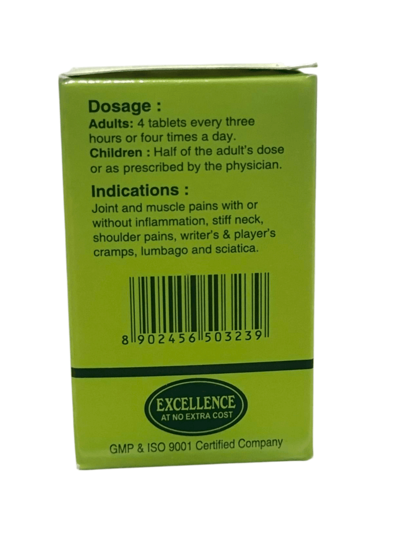 Side view of SBL Bio-Combination No. 19 tablet box showing dosage and indications for joint and muscle pain.