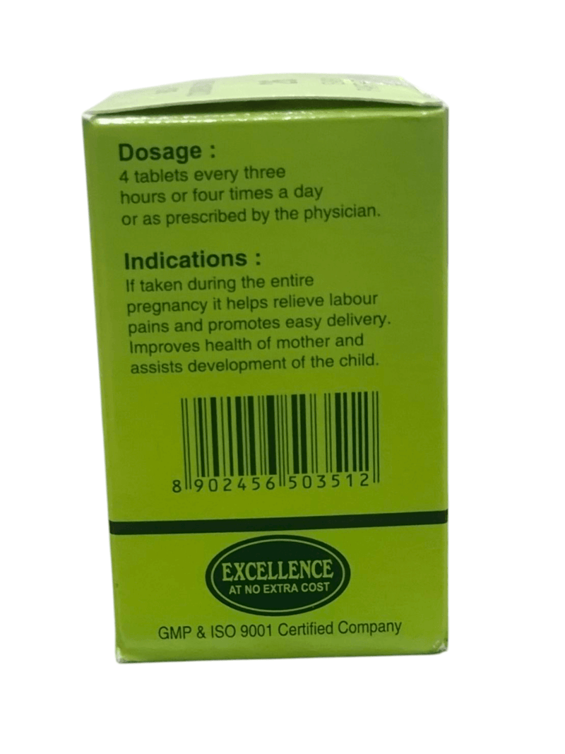 Label on SBL Bio-Combination No. 26 tablet packaging showing dosage and indications for easy parturition.