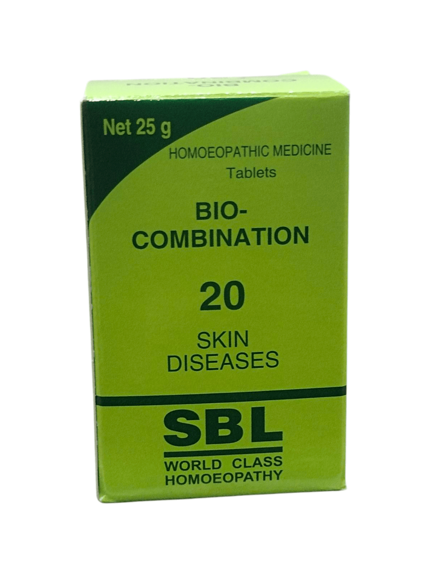 SBL Bio-Combination No. 20 homeopathic tablets for skin diseases, 25g packaging.