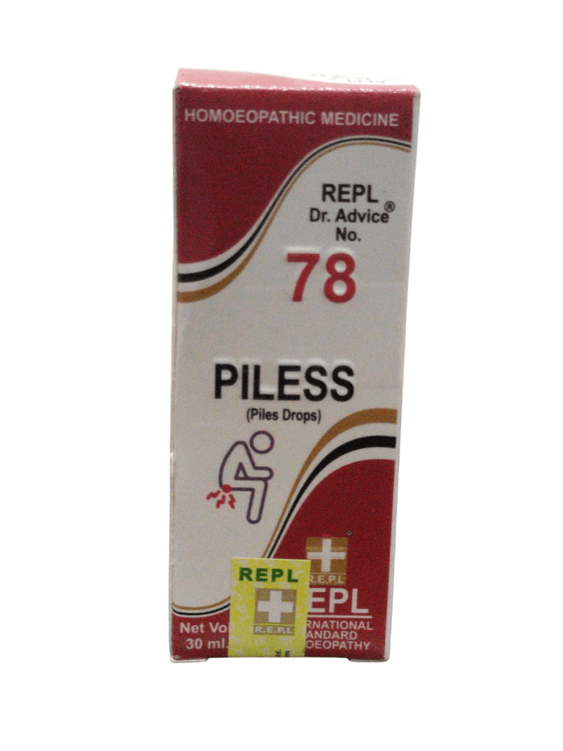 REPL Dr. Advice No. 78 PILESS (Piles Drops) homeopathic medicine 30ml for hemorrhoid relief.