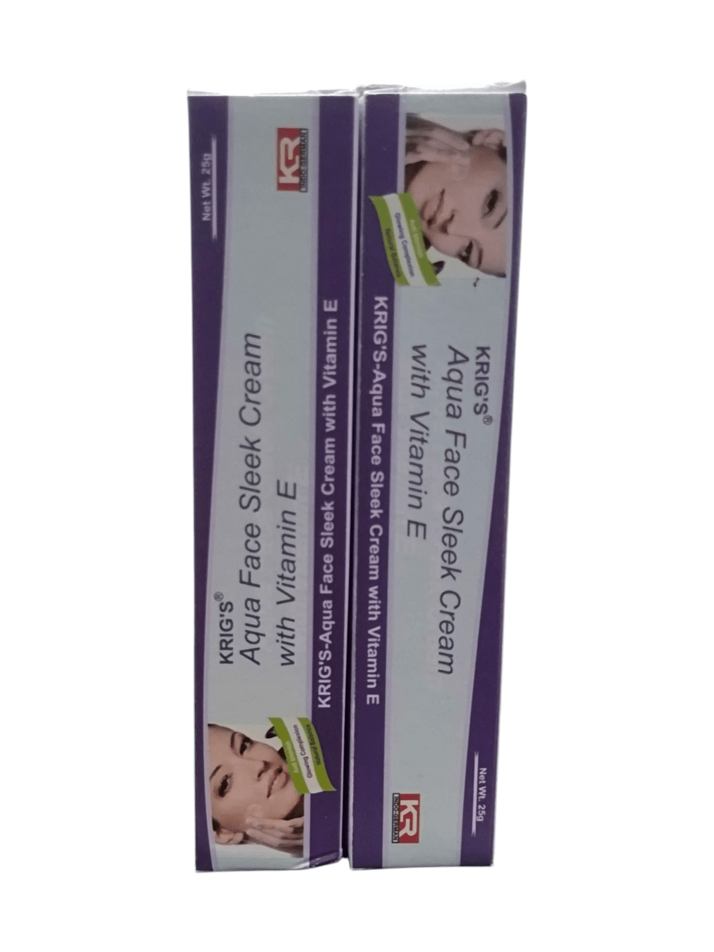 KRIG'S Aqua Face Sleek Cream with Vitamin E, 25g pack of 2, herbal skincare for deep hydration and skin radiance.