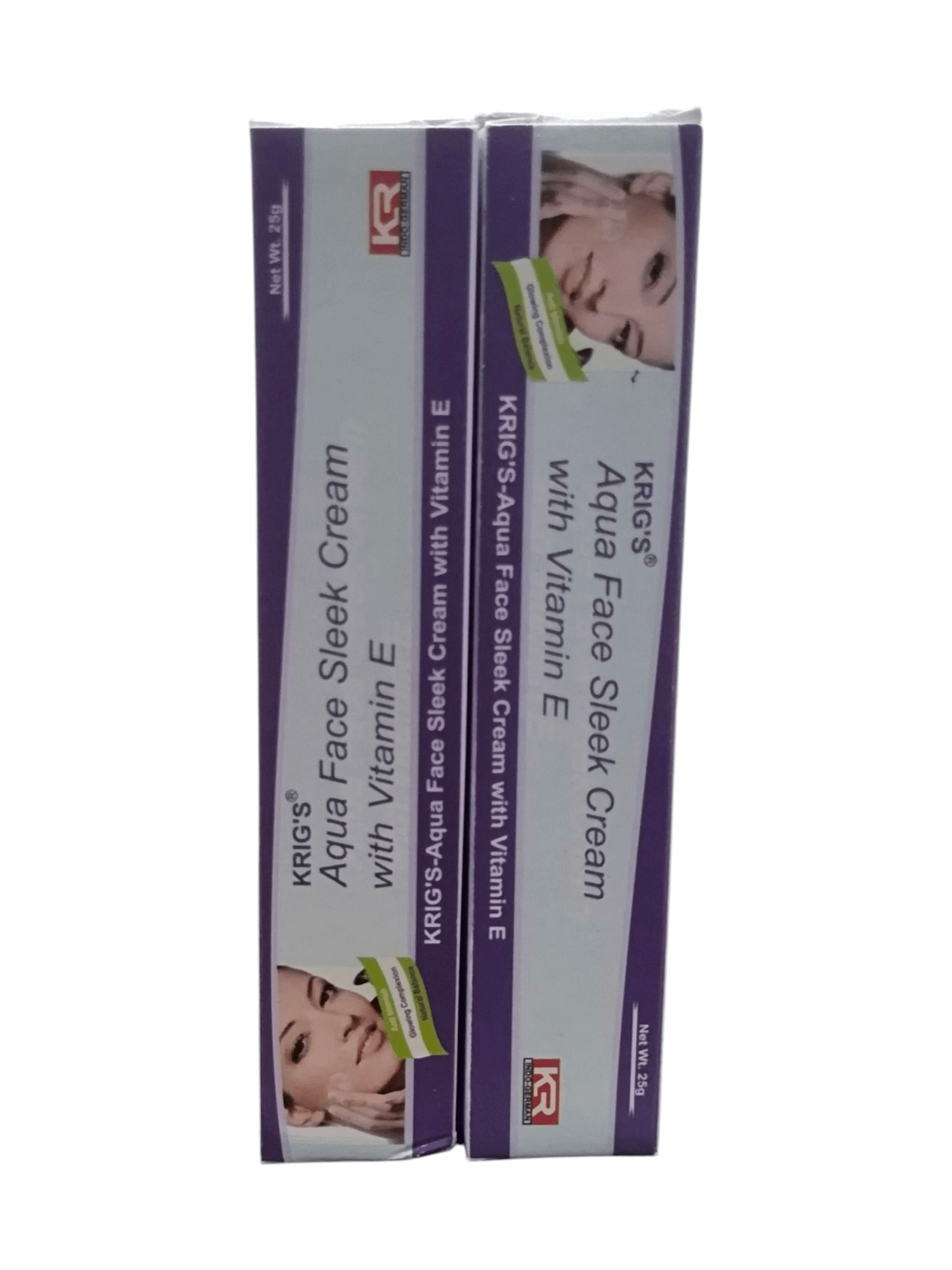 KRIG'S Aqua Face Sleek Cream with Vitamin E, 25g pack of 2, herbal skincare for deep hydration and skin radiance.