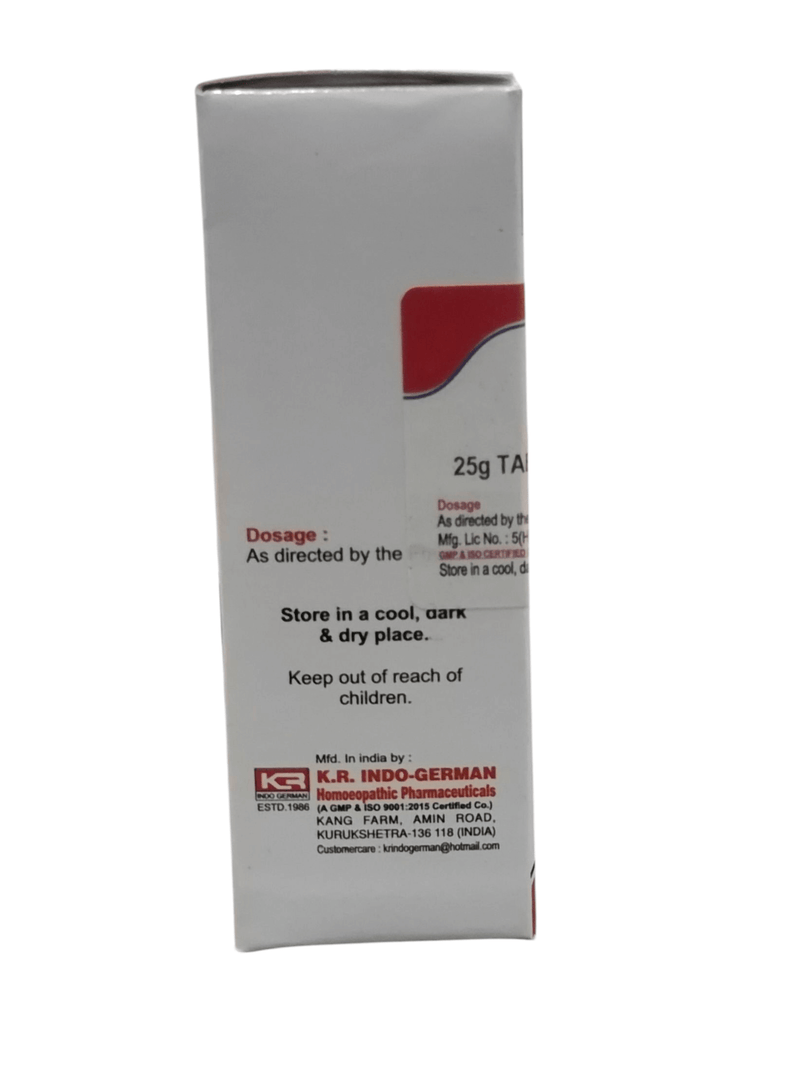 KRIG'S THYROIDINUM 3X tablet packaging showing dosage instructions and storage guidelines.