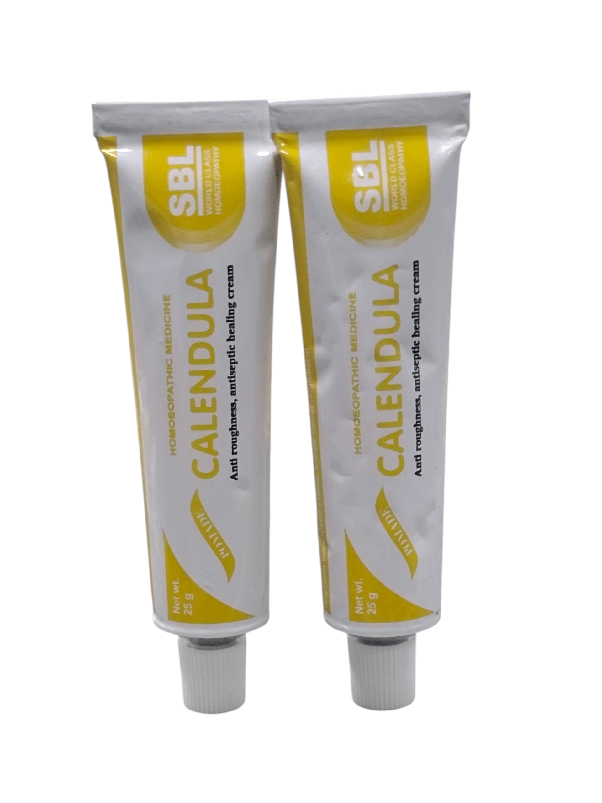 SBL Calendula Ointment tubes, homeopathic healing cream, antiseptic and anti-inflammatory, pack of 2, 25g each.