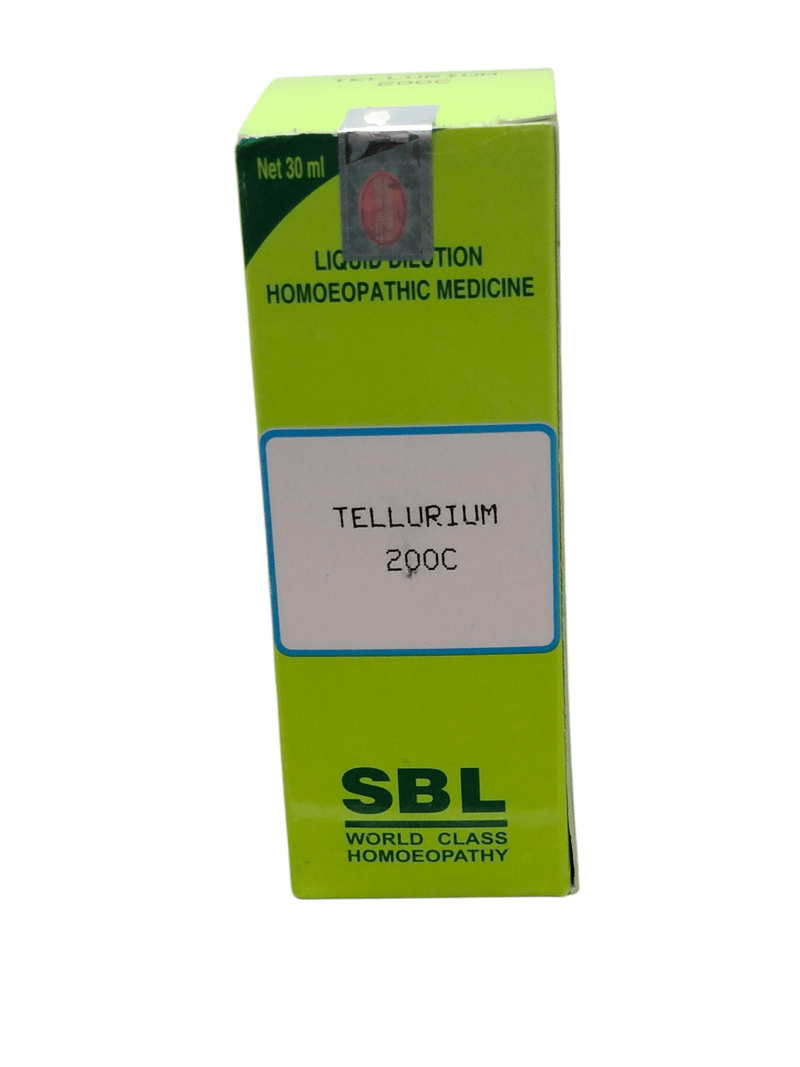 SBL Tellurium Dilution 200CH 30ml homeopathic medicine packaging design