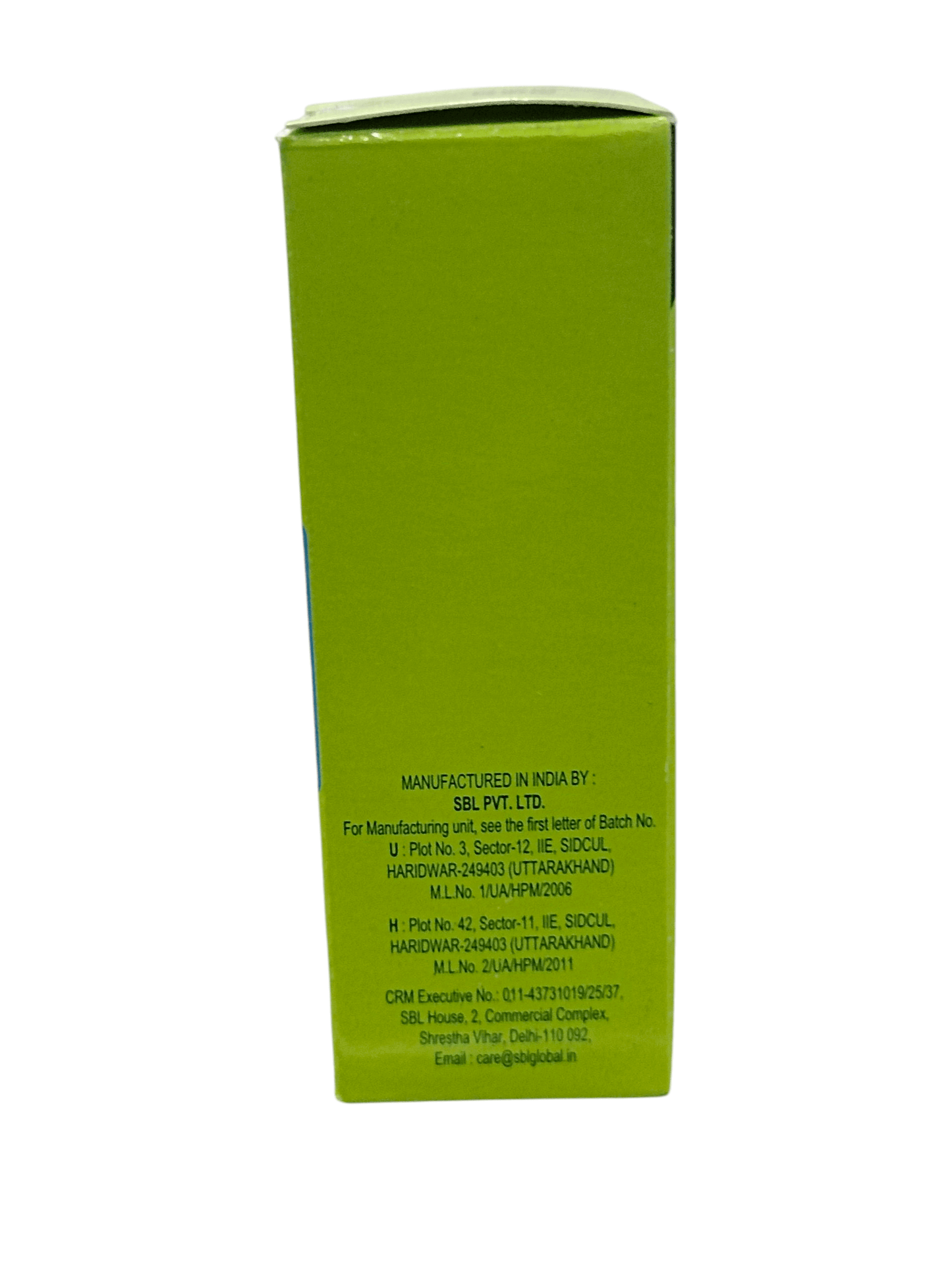 Label of SBL Causticum 200C homeopathic dilution packaging, manufactured by SBL Pvt. Ltd.