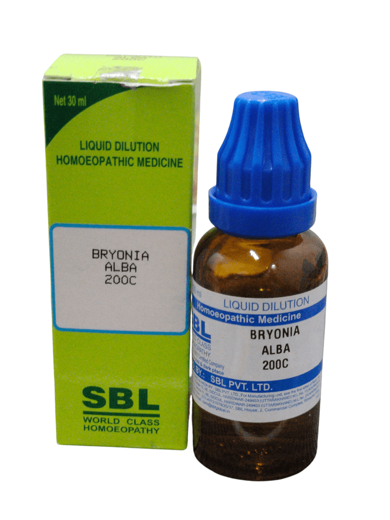 SBL Bryonia Alba 200CH homeopathic dilution 30 ml bottle and box packaging
