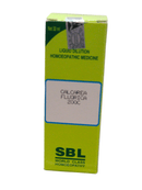 SBL Calcarea Fluorica 200C homeopathic dilution bottle, 30ml packaging, vibrant green design.