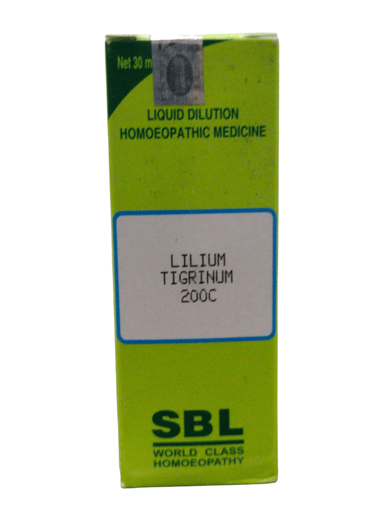 SBL Lilium Tigrinum 200C homeopathic dilution 30ml for female reproductive health.