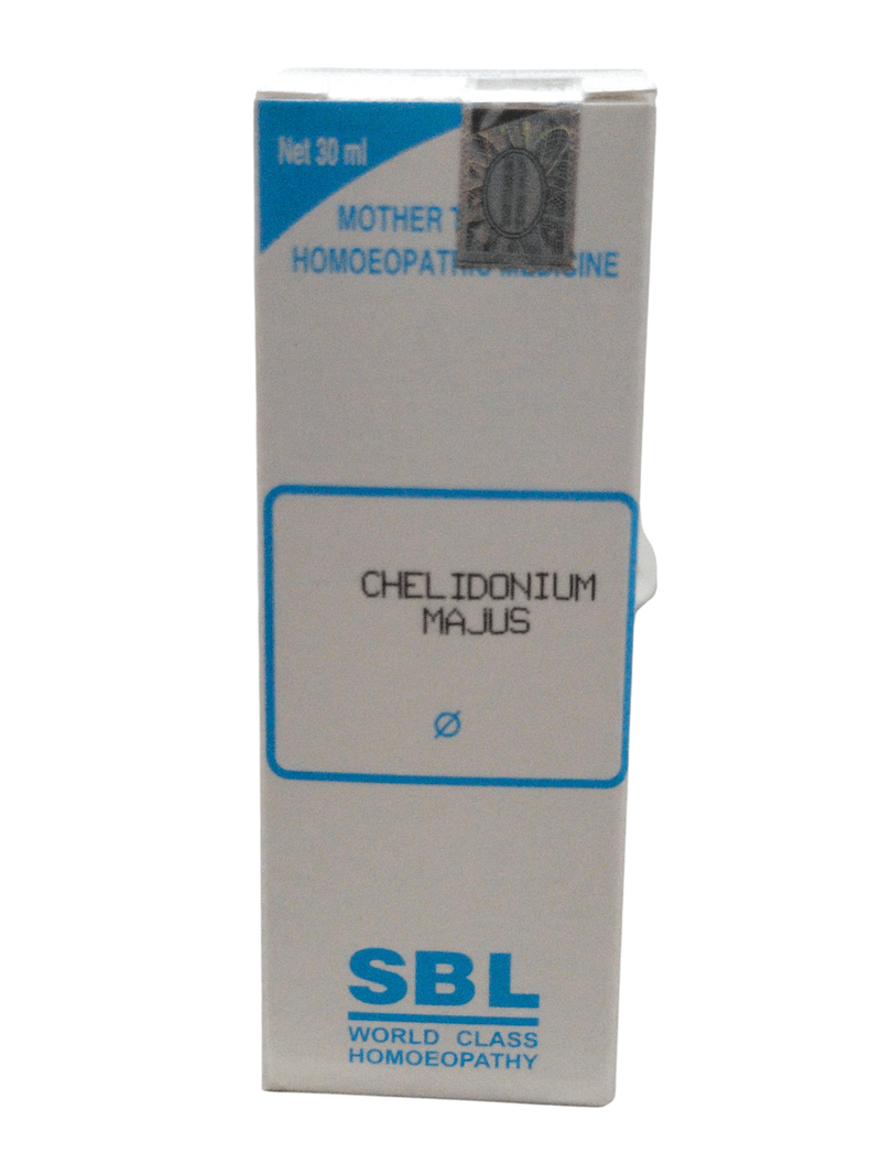 SBL Chelidonium Majus Q homeopathic mother tincture 30ml product packaging, designed for liver health and digestive support.