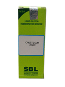 SBL Causticum 200C homeopathic medicine 30ml packaging with green design and labeled contents.