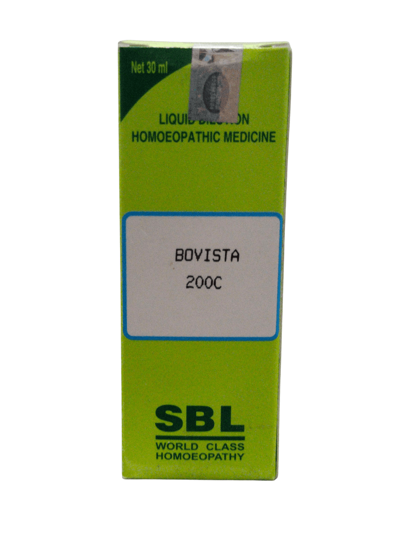 SBL Bovista 200C homeopathic dilution, 30ml liquid medicine packaging.