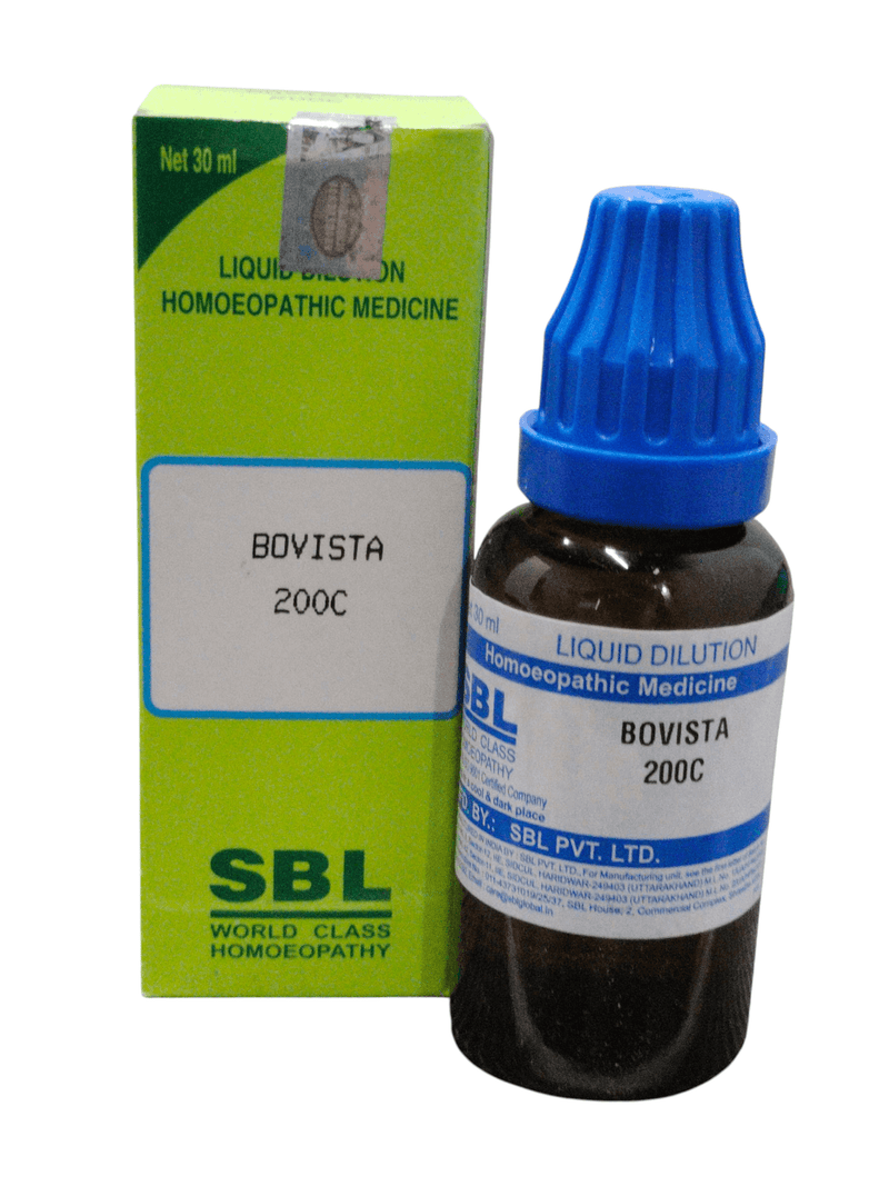 SBL Bovista 200C homeopathic liquid dilution in a 30ml bottle with packaging.