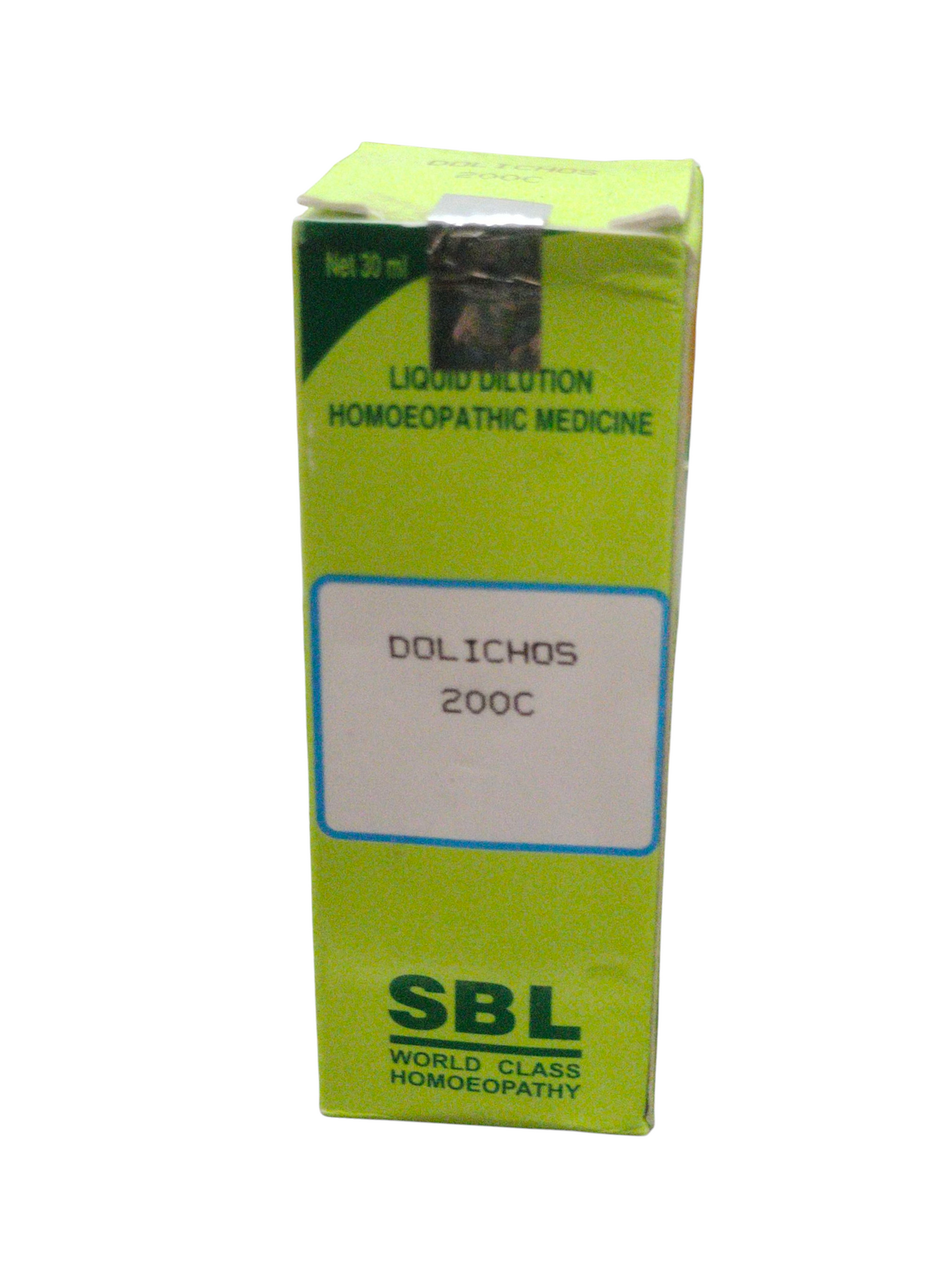 SBL Dolichos 200C homeopathic dilution 30ml packaging for skin itching and liver disorders