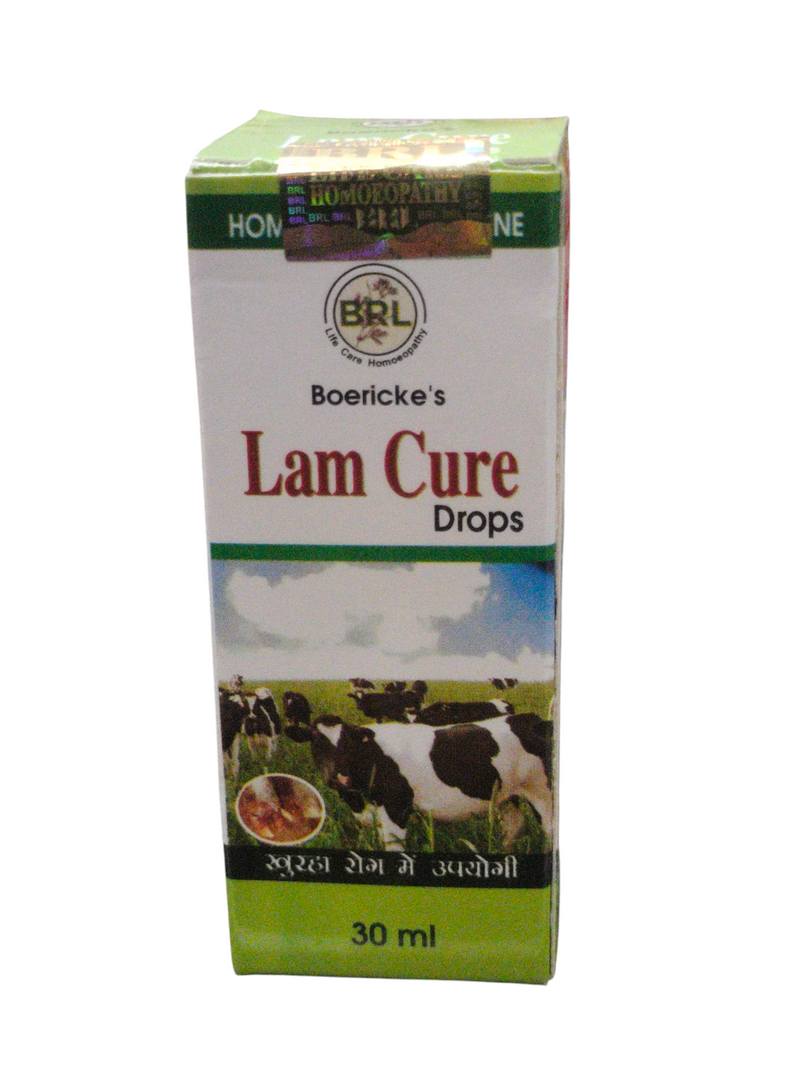 Boericke's Lam Cure Drops homeopathic medicine packaging 30ml for animal joint pain and stiffness