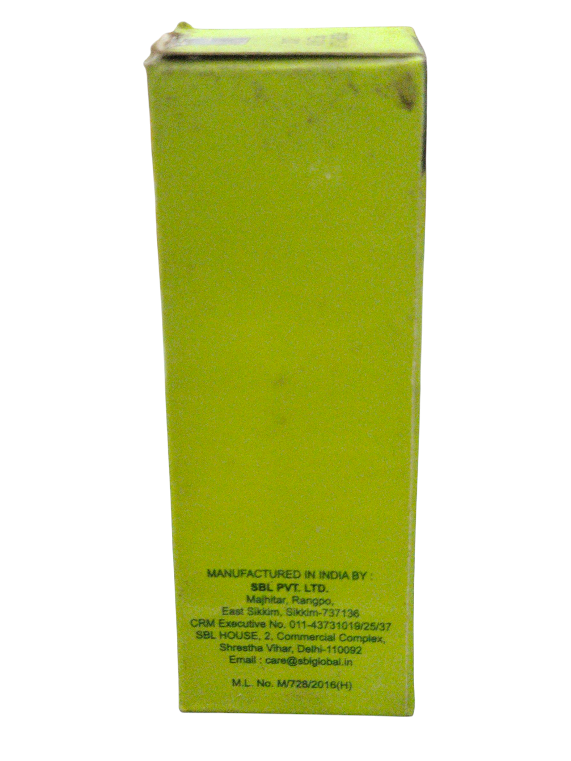 SBL Podophyllum Peltatum 200C homeopathic dilution packaging side view, 30ml bottle, manufactured in India.