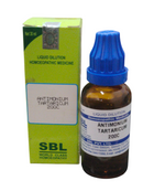 SBL Antimonium Tartaricum 200C homeopathic dilution 30ml bottle and packaging