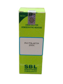 SBL Phytolacca 200C homeopathic dilution 30ml packaging for throat and joint relief.