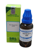 SBL Phytolacca 200C homeopathic dilution, 30ml bottle and packaging, known for relieving throat and joint pain.