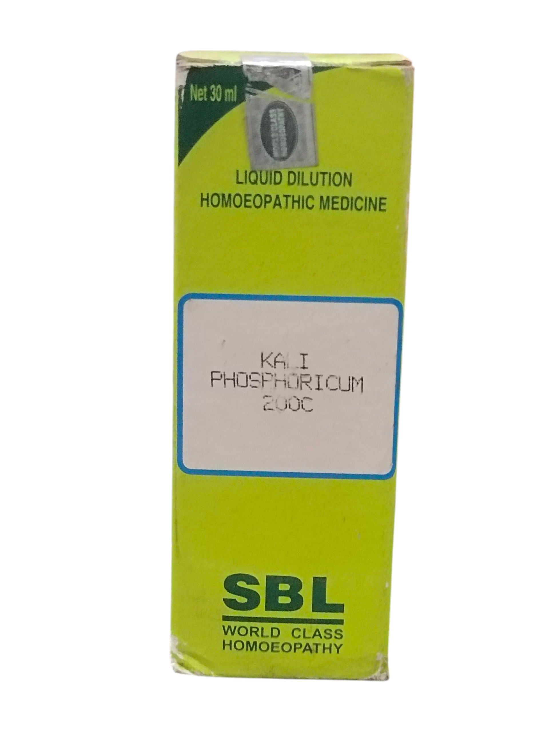 SBL Kali Phosphoricum 200C homeopathic dilution 30ml bottle for nerve tonic and vitality support.