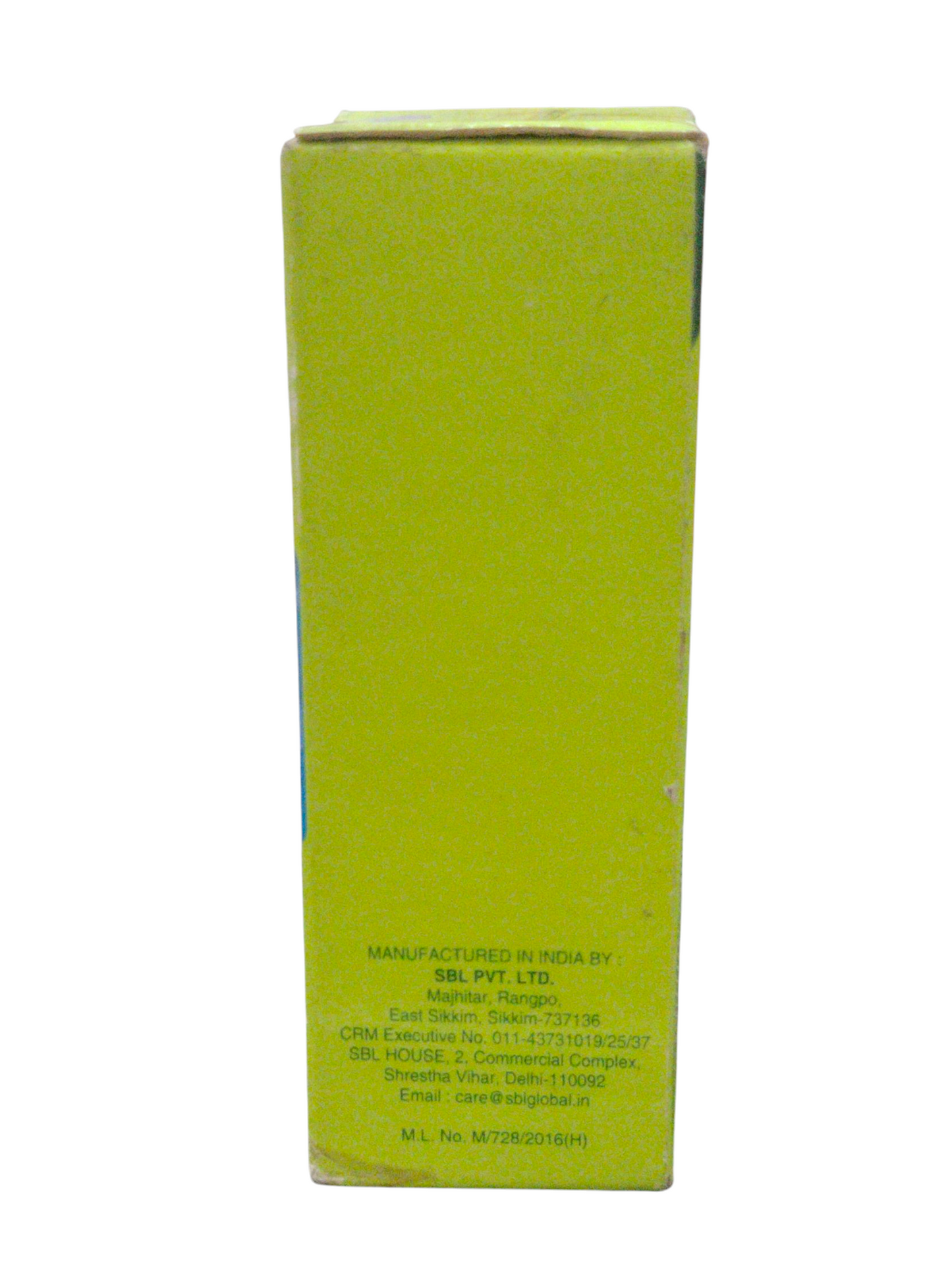 Label side view of SBL Kali Phosphoricum 200C Homeopathic Dilution packaging, with manufacturer info and details.