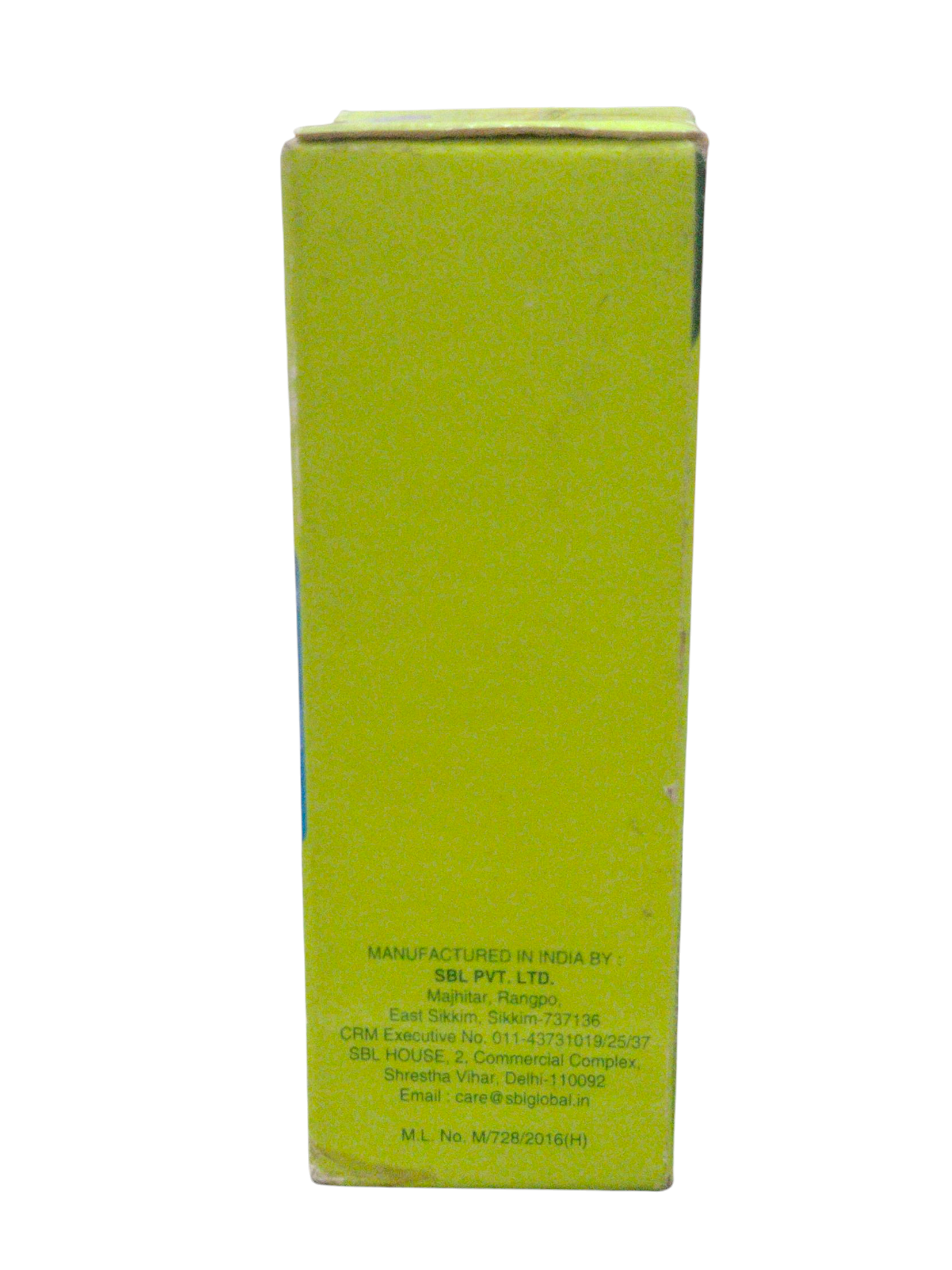 Label side view of SBL Kali Phosphoricum 200C Homeopathic Dilution packaging, with manufacturer info and details.
