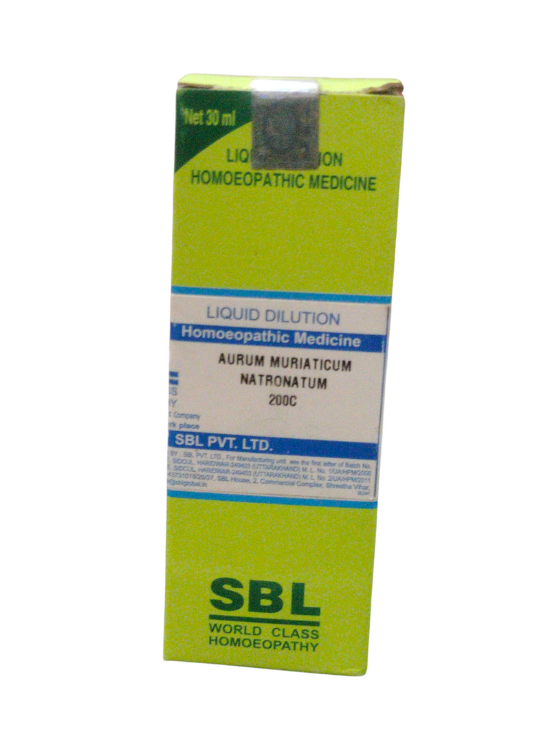 SBL AURUM MURIATICUM NATRONATUM 200C HOMEOPATHIC DILUTION 30ML AURUM MURIATICUM NATRONATUM 200C