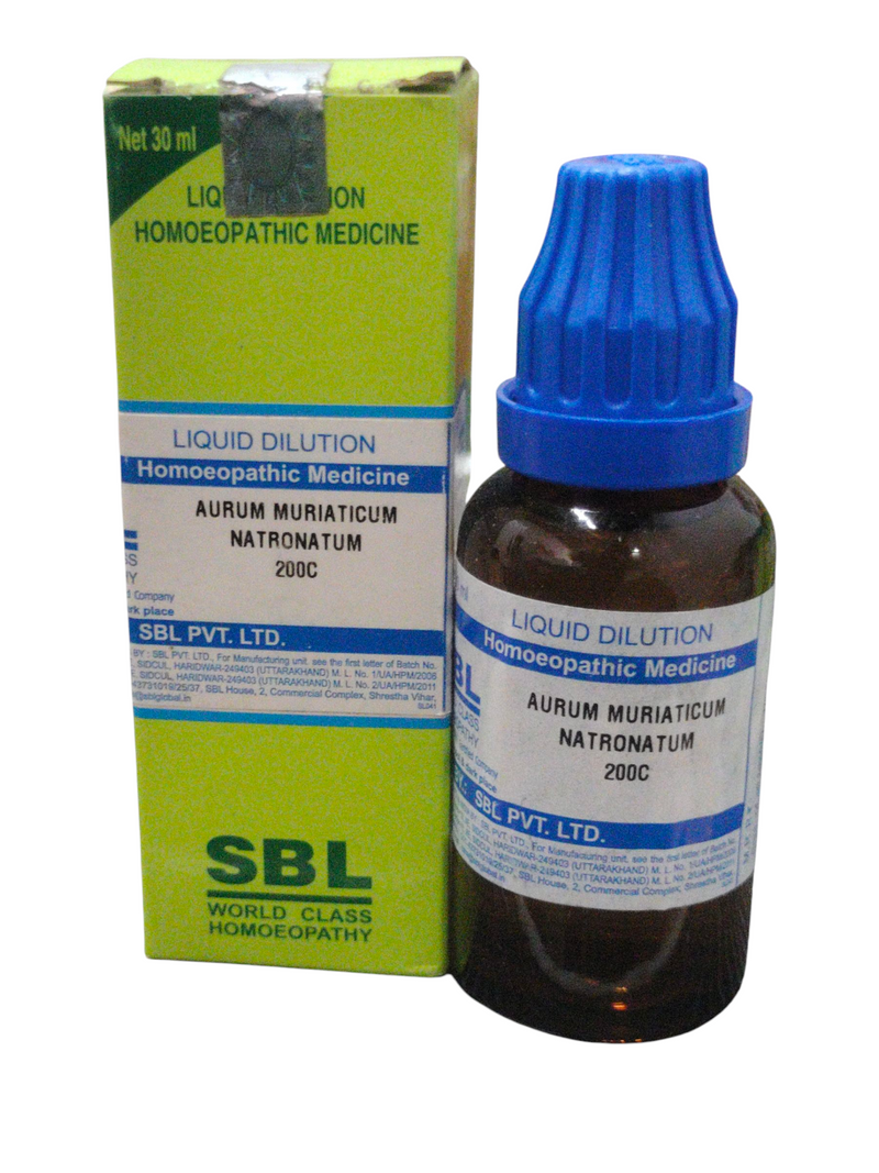 SBL AURUM MURIATICUM NATRONATUM 200C HOMEOPATHIC DILUTION 30ML AURUM MURIATICUM NATRONATUM 200C