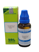 SBL Pulsatilla Nigricans 200C homeopathic dilution 30ml bottle and box packaging.