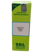 SBL Ignatia Amara 200C homeopathic dilution 30ml packaging for emotional and digestive support.