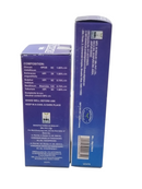 Blue box with text and a barcode on a white background