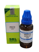 SBL Argentum Nitricum 200C homeopathic medicine bottle and packaging on a white background