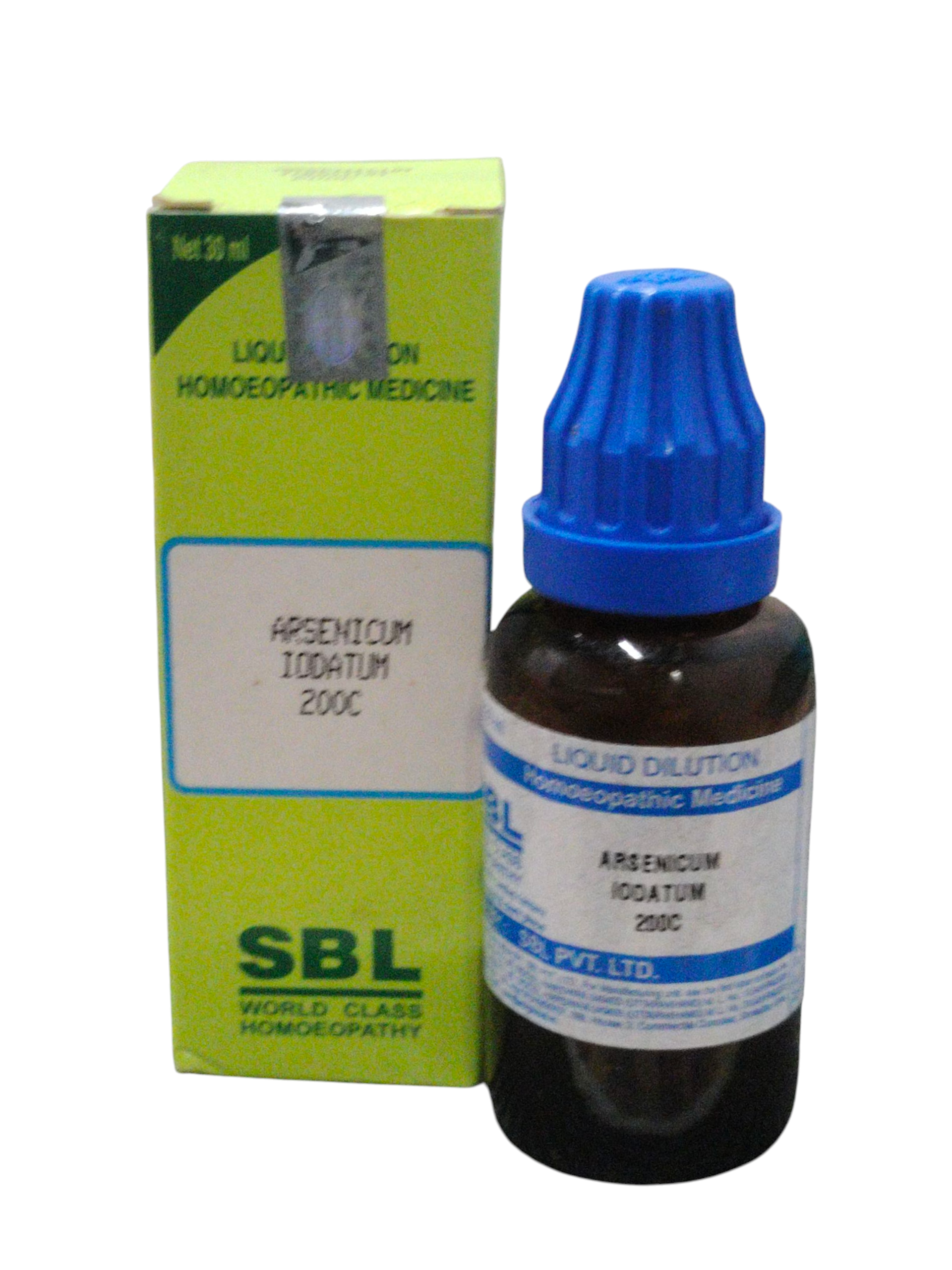 SBL homeopathic medicine bottle with packaging on a white background