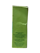 Green packaging with text on a white background