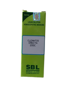 Green box of SBL Clematis Erecta 200C homeopathic medicine on a white background