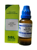 SBL Natrum Muriaticum 200C homeopathic medicine bottle and packaging on a white background