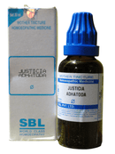 SBL Justicia Adhatoda homeopathic medicine bottle and packaging on a white background