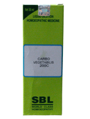 SBL Carbo Vegetabilis 200C homeopathic medicine bottle on a white background
