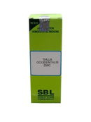 SBL Thuja Occidentalis homeopathic medicine box on a white background