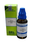 SBL Thuja Occidentalis 200C homeopathic medicine bottle and packaging on a white background