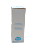 White box with blue text and logo on a white background