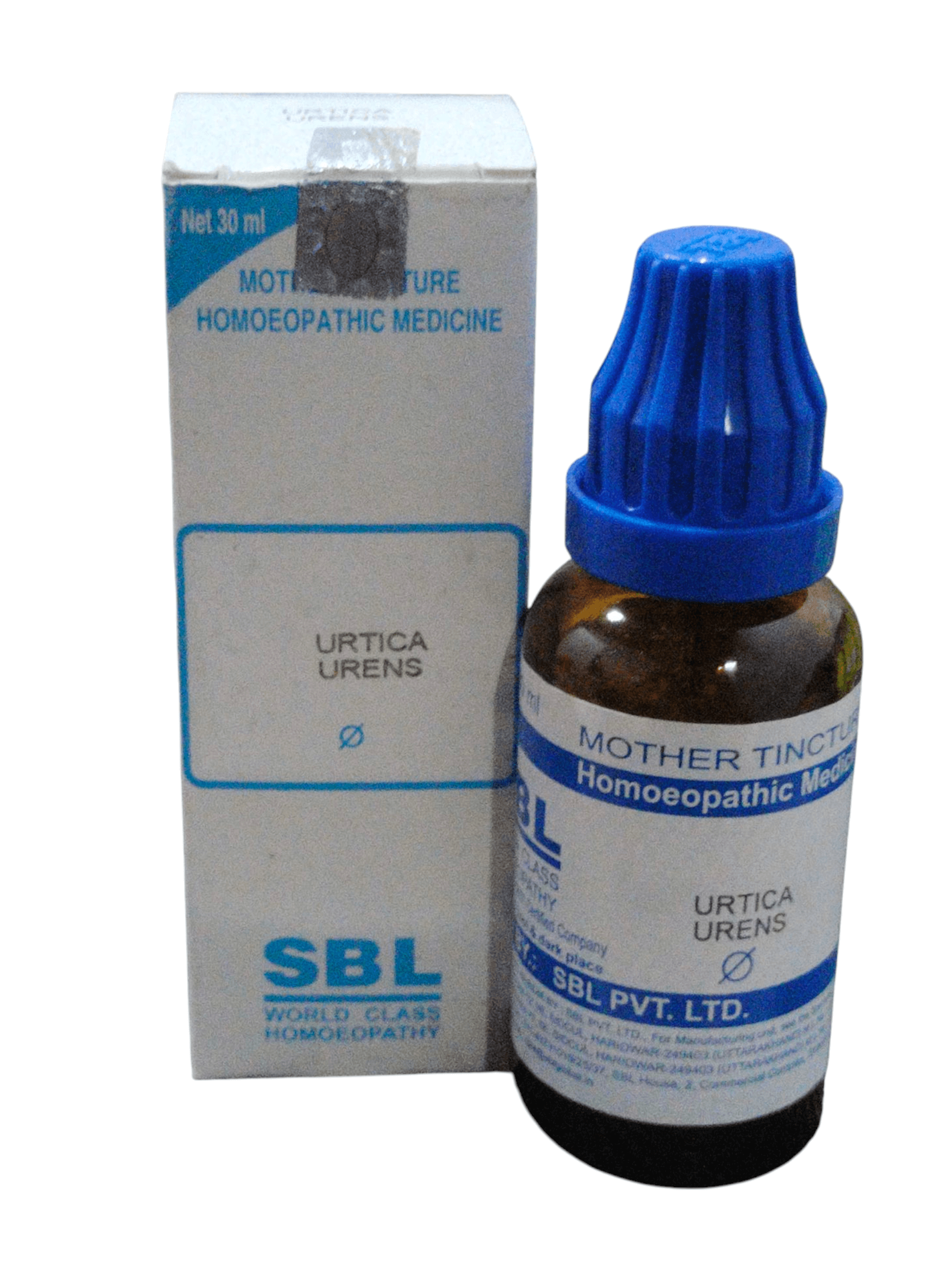 SBL Urtica Urens homeopathic medicine bottle and packaging on a white background